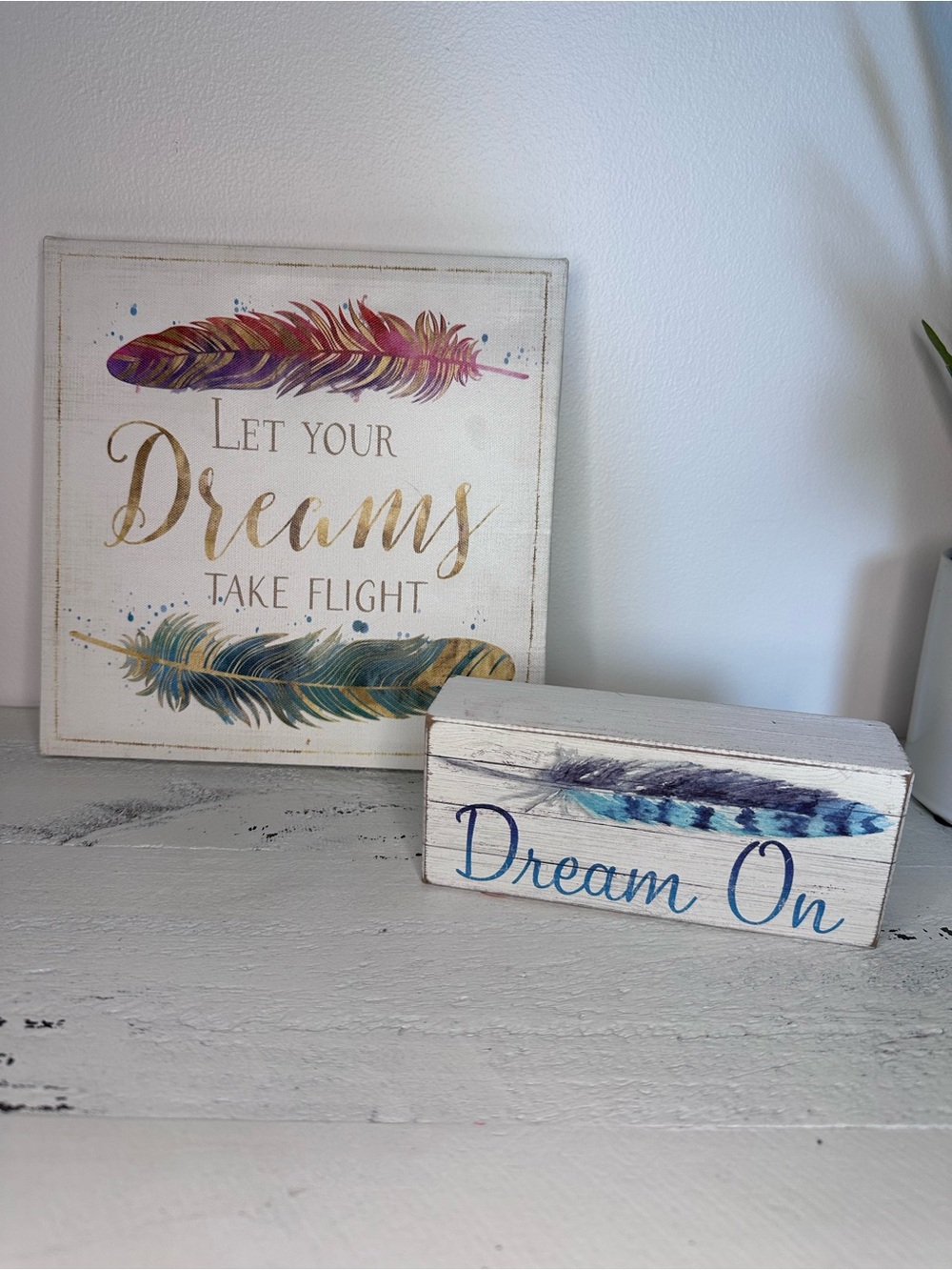 Feather Dreamer Wall Art and table sign bundle